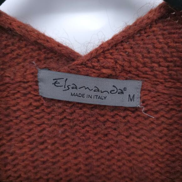 Elsamanda Womens Neutral Alpaca Wool Boho Southwestern Abstract Open Cardigan M - Picture 6 of 10